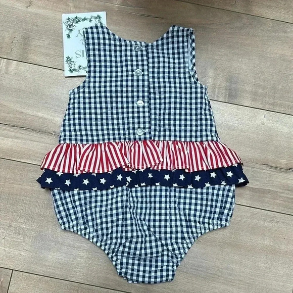 NWT IRIS & IVY 4th of july (fourth of july) romper one piece America Sz 12M - Picture 4 of 6